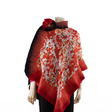 Load image into Gallery viewer, Vibrant red flowers shawl #228-14
