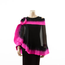 Charger l'image dans la galerie, Premium black and hot rose silk shawl #248-22
