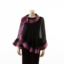 Charger l'image dans la galerie, Premium black and rosewood silk shawl #248-28
