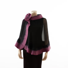 Charger l'image dans la galerie, Premium black and rosewood silk shawl #248-28
