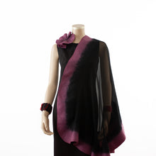 Charger l'image dans la galerie, Premium black and rosewood silk shawl #248-28
