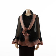 Load image into Gallery viewer, Premium black and caramel silk shawl #248-27
