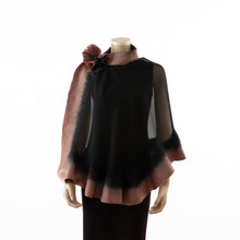 Load image into Gallery viewer, Premium black and caramel silk shawl #248-27

