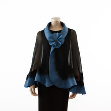 Load image into Gallery viewer, Premium black and jeans blue silk shawl #248-11
