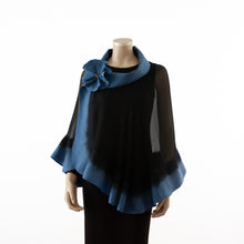Load image into Gallery viewer, Premium black and jeans blue silk shawl #248-11
