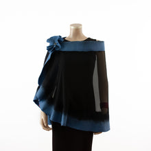 Load image into Gallery viewer, Premium black and jeans blue silk shawl #248-11
