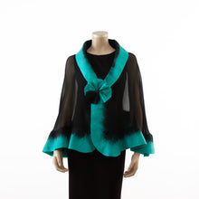 Charger l'image dans la galerie, Premium black and cyan silk shawl #248-12
