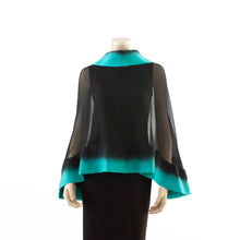 Charger l'image dans la galerie, Premium black and cyan silk shawl #248-12
