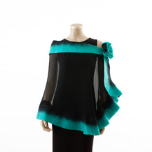Charger l'image dans la galerie, Premium black and cyan silk shawl #248-12
