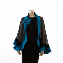 Charger l'image dans la galerie, Premium black and turquoise silk shawl #248-13
