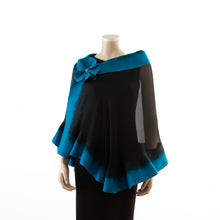 Charger l'image dans la galerie, Premium black and turquoise silk shawl #248-13
