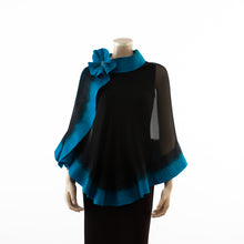 Charger l'image dans la galerie, Premium black and turquoise silk shawl #248-13
