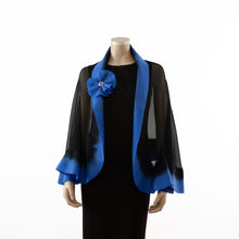 Charger l'image dans la galerie, Premium black and steel blue silk shawl #248-6

