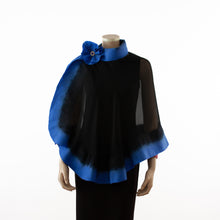 Charger l'image dans la galerie, Premium black and steel blue silk shawl #248-6
