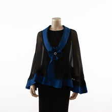 Load image into Gallery viewer, Premium black and evening blue silk shawl #248-7
