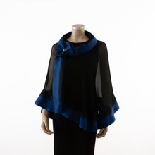 Load image into Gallery viewer, Premium black and evening blue silk shawl #248-7

