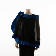 Load image into Gallery viewer, Premium black and evening blue silk shawl #248-7
