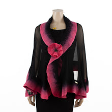 Charger l'image dans la galerie, Premium black and salmon pink silk shawl #248-19
