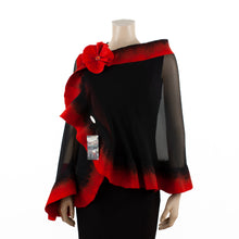 Load image into Gallery viewer, Premium black and red silk shawl #248-4
