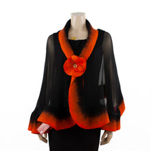 Load image into Gallery viewer, Premium black and orange silk shawl #248-16
