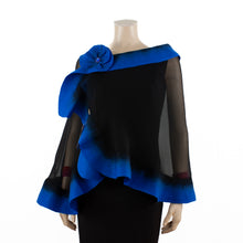 Charger l'image dans la galerie, Premium black and royal blue silk shawl #248-8
