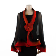 Load image into Gallery viewer, Premium black and scarlet silk shawl #248-17
