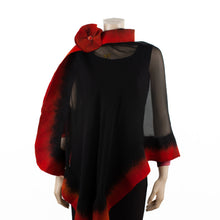 Load image into Gallery viewer, Premium black and scarlet silk shawl #248-17
