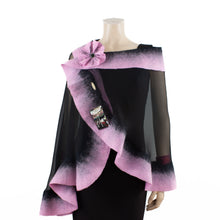 Charger l'image dans la galerie, Premium black and pink silk shawl #248-20
