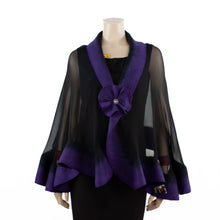 Load image into Gallery viewer, Premium black and purple silk shawl #248-23
