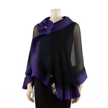Load image into Gallery viewer, Premium black and purple silk shawl #248-23
