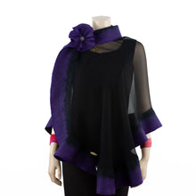 Load image into Gallery viewer, Premium black and purple silk shawl #248-23
