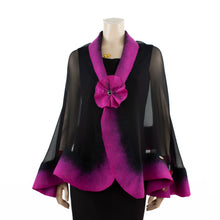 Charger l'image dans la galerie, Premium black and magenta silk shawl #248-21
