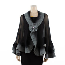 Load image into Gallery viewer, Premium black and grey silk shawl #248-14
