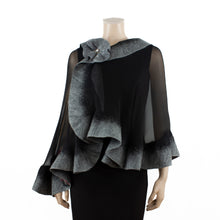 Load image into Gallery viewer, Premium black and grey silk shawl #248-14

