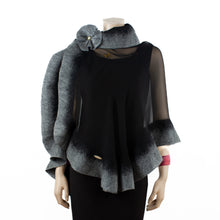 Load image into Gallery viewer, Premium black and grey silk shawl #248-14
